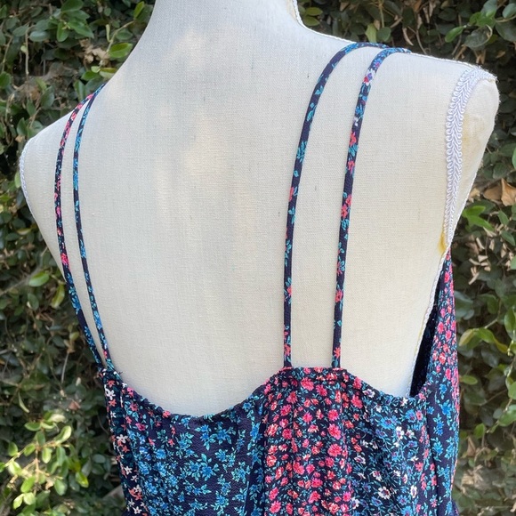 Maxi Dress Spaghetti Strap Ruffle Lulu Patchwork Print Fraiche by J Medium - Picture 5 of 10